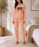 Ladies Printed Peach Pj Set -LOVE - StylePhase SA