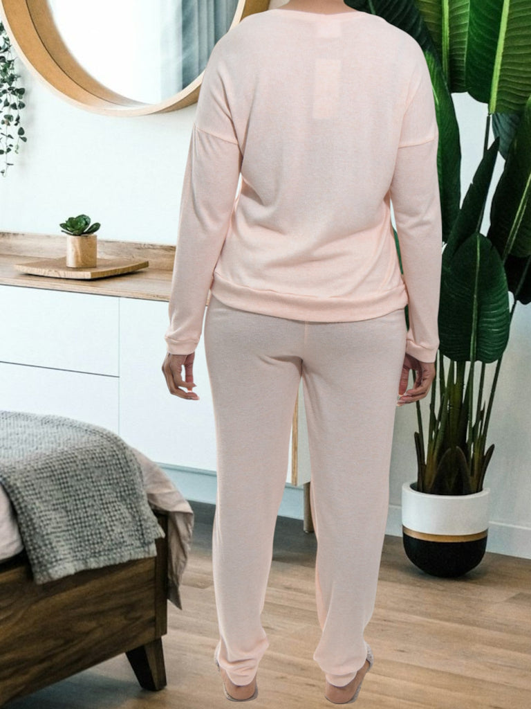 Ladies Printed Peach Pyjama Set - All You Need Is Love - StylePhase SA
