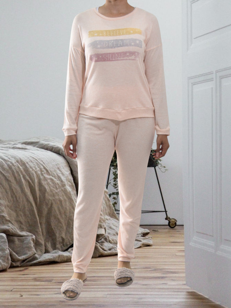 Ladies Printed Peach Pyjama Set - Colour Stripe - StylePhase SA