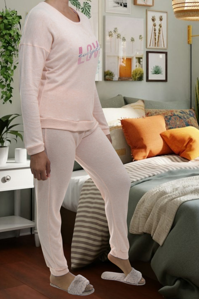Ladies Printed Peach Pyjama Set - Love Everyday - StylePhase SA