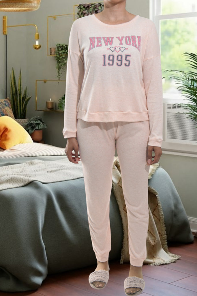 Ladies Printed Peach Pyjama Set - New York - 1995 - StylePhase SA