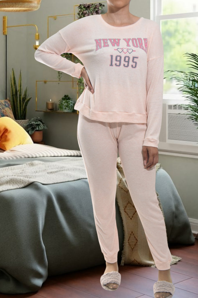 Ladies Printed Peach Pyjama Set - New York - 1995 - StylePhase SA