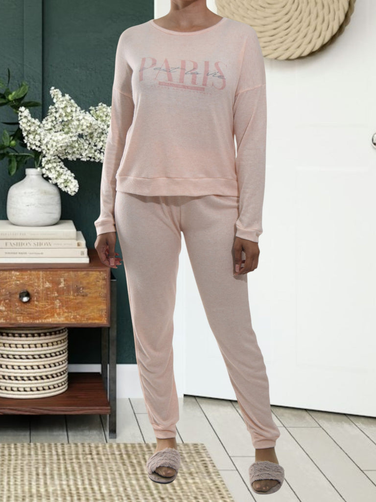 Ladies Printed Peach Pyjama Set - Paris - StylePhase SA