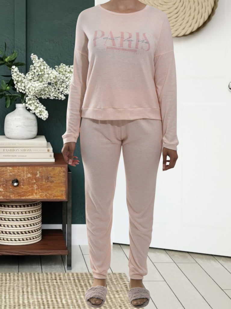 Ladies Printed Peach Pyjama Set - Paris - StylePhase SA