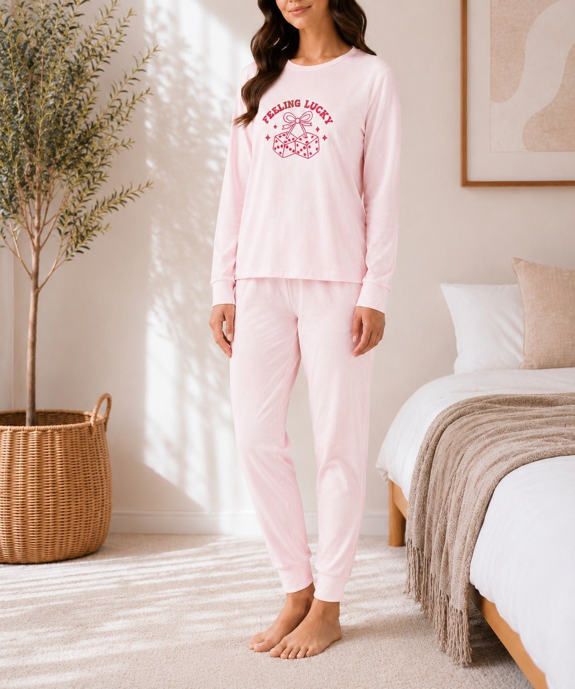 Ladies Printed Pink Pj Set -Feeling Lucky - StylePhase SA