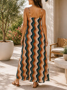 Ladies Printed Pocket Maxi Dress- Printed Green And Orange - StylePhase SA