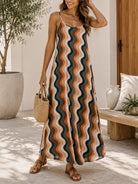 Ladies Printed Pocket Maxi Dress- Printed Green And Orange - StylePhase SA