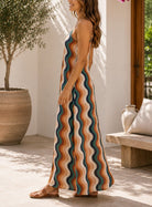 Ladies Printed Pocket Maxi Dress- Printed Green And Orange - StylePhase SA