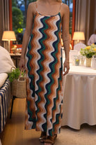 Ladies Printed Pocket Maxi Dress - Printed Green And Orange - StylePhase SA