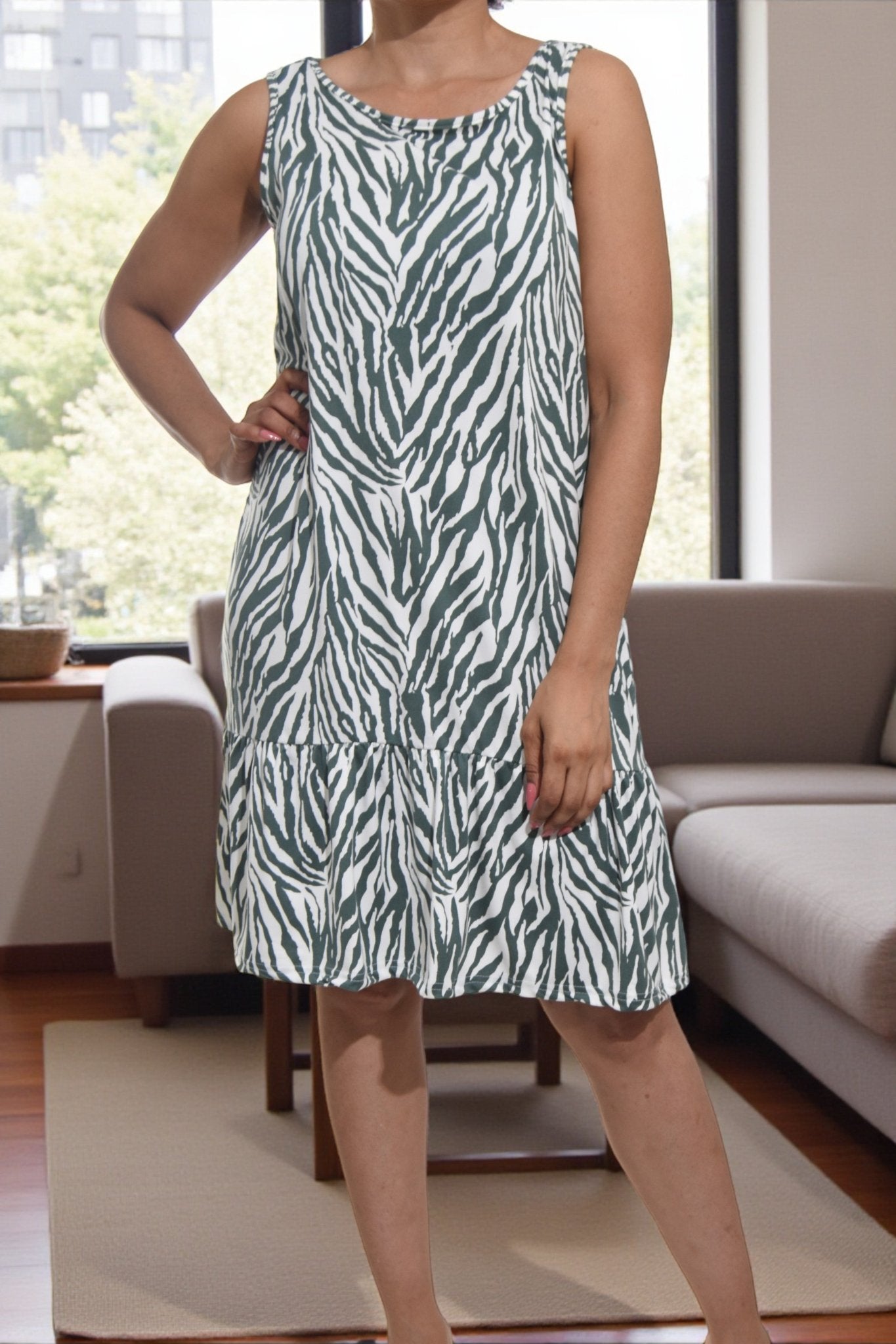 Ladies Printed Ruffle Dress - StylePhase SA