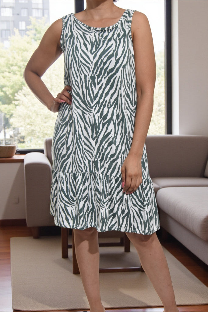 Ladies Printed Ruffle Dress - StylePhase SA