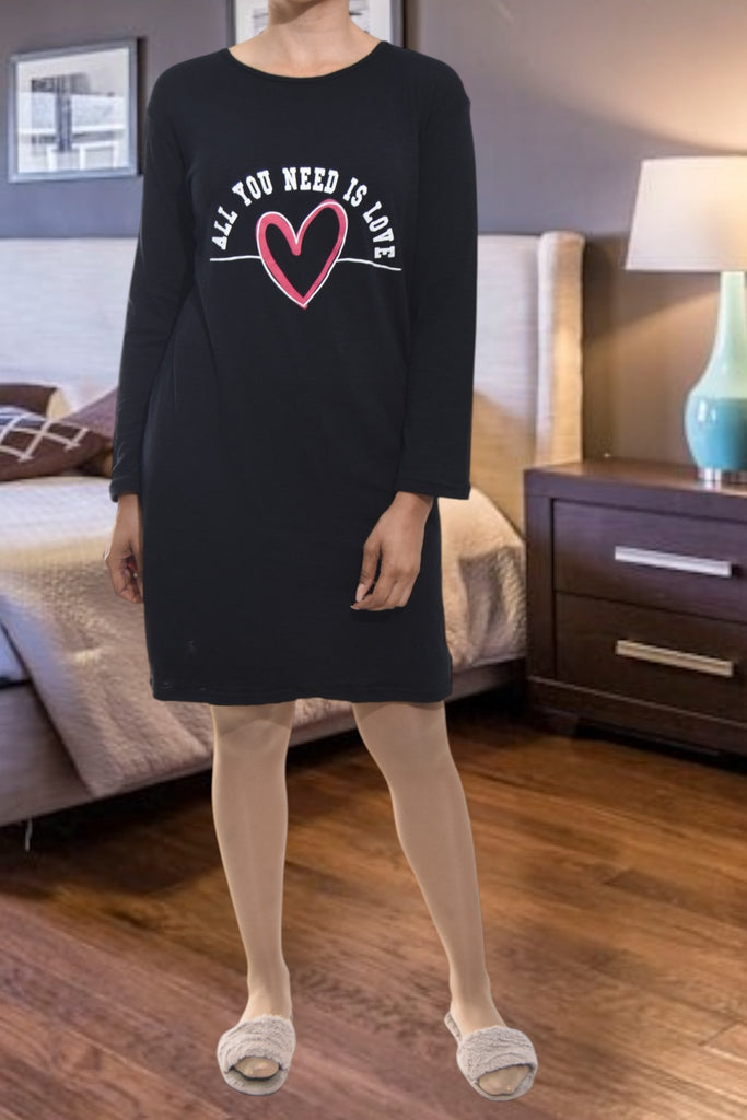 Ladies Printed Sleep Shirt - All You Need Is Love - StylePhase SA