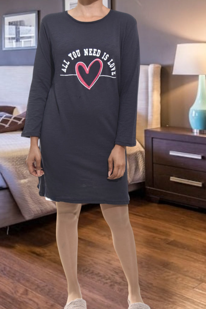 Ladies Printed Sleep Shirt - All You Need Is Love - StylePhase SA