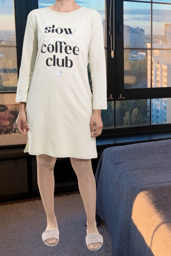 Ladies Printed Sleep Shirt - Coffee Club - StylePhase SA