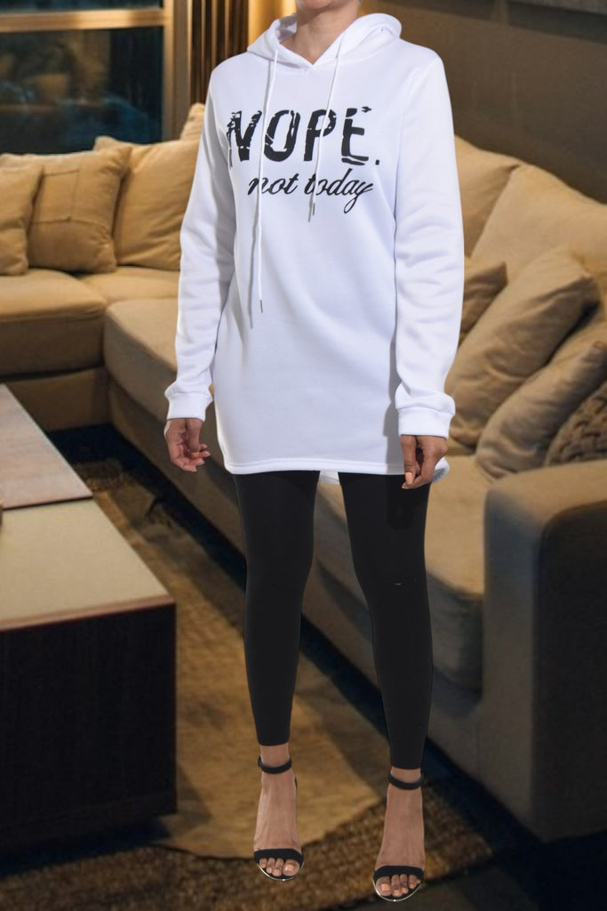 Ladies Printed White Hoody Dress Top - StylePhase SA