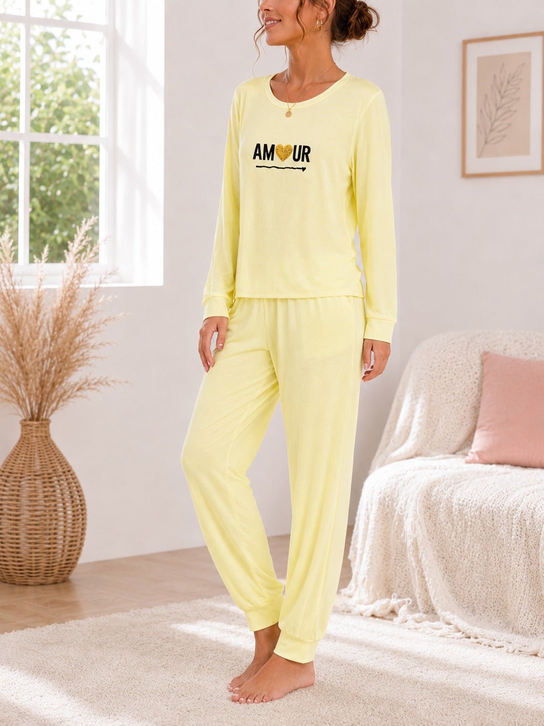 Ladies Printed Yellow Pj Set -Amour - StylePhase SA