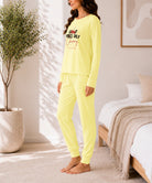 Ladies Printed Yellow Pj Set -Good Vibes Only - StylePhase SA