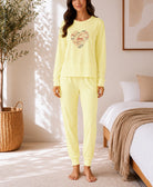 Ladies Printed Yellow Pj Set -Heart Graphic - StylePhase SA