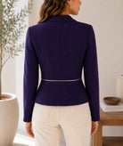 Ladies Purple Asymmetric Zipper Slim Fit Blazer - StylePhase SA