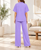 Ladies Purple Button Shirt Two-Piece Set - StylePhase SA