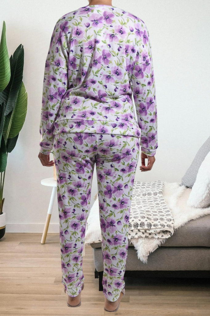 Ladies Purple Floral Pj Set - StylePhase SA