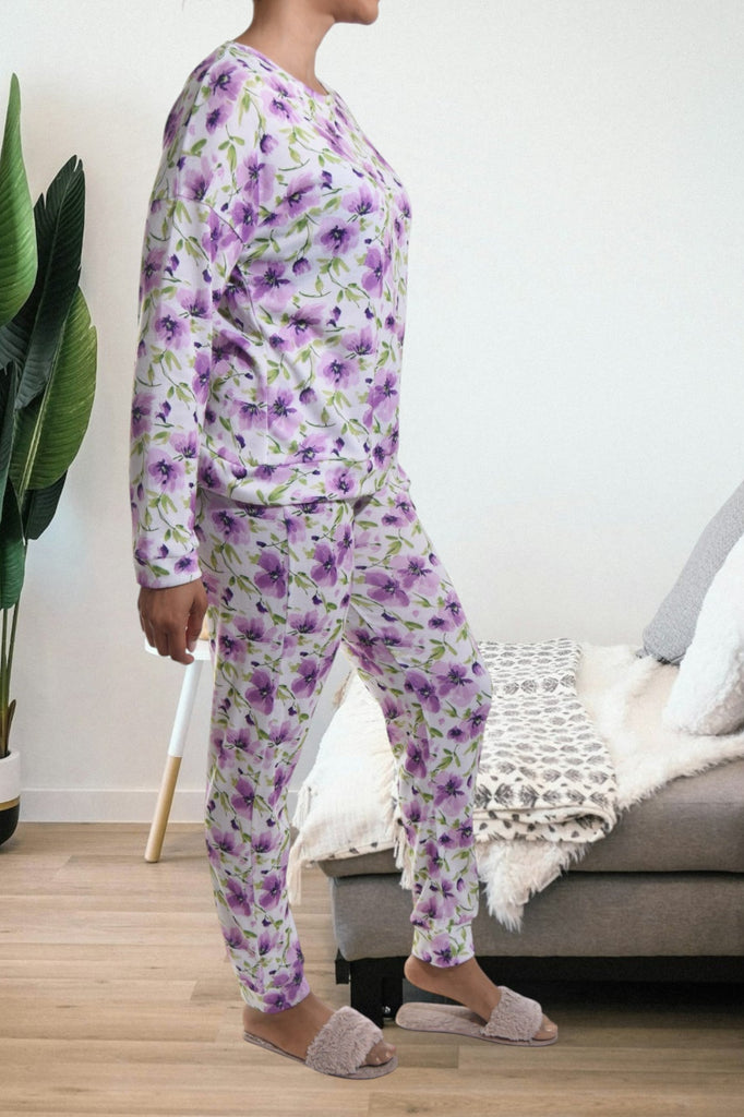 Ladies Purple Floral Pj Set - StylePhase SA
