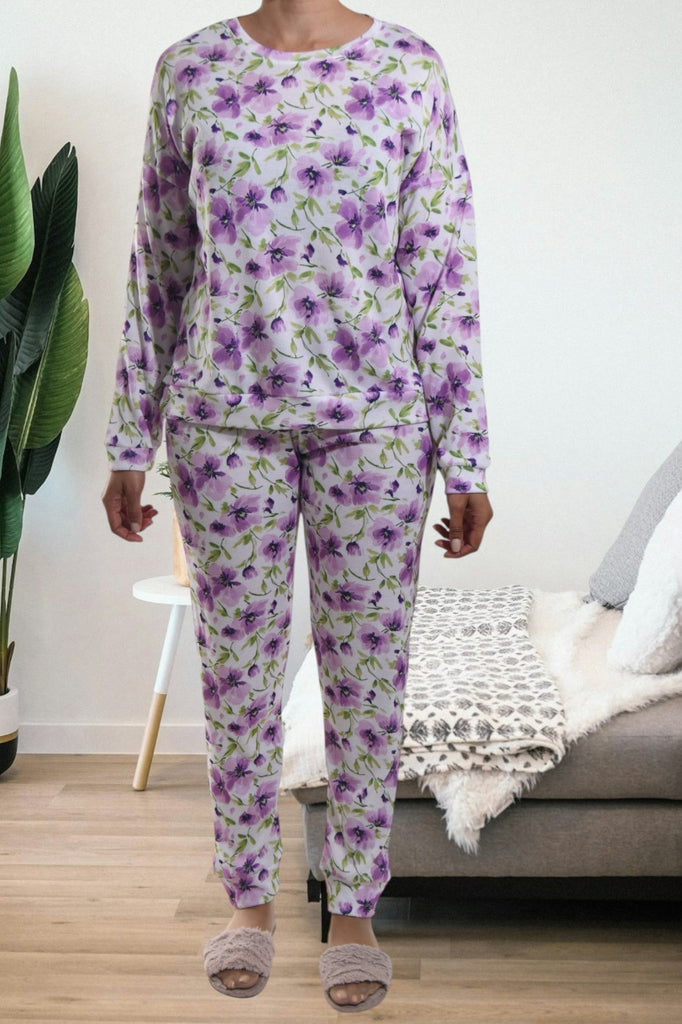 Ladies Purple Floral Pj Set - StylePhase SA