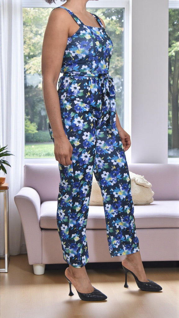 Ladies Purple Floral Tie Front Jumpsuit - StylePhase SA