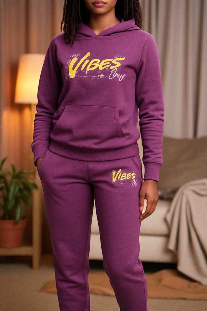Ladies Purple Good Vibes Tracksuit Set - StylePhase SA