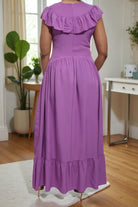 Ladies Purple Ruffled Button Tier Dress - StylePhase SA