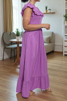 Ladies Purple Ruffled Button Tier Dress - StylePhase SA