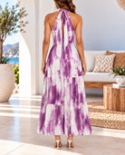 Ladies Purple Tie Neckline Maxi Dress - StylePhase SA