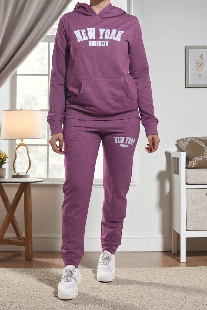 Ladies Purple Tracksuit Set - New York Brooklyn - StylePhase SA