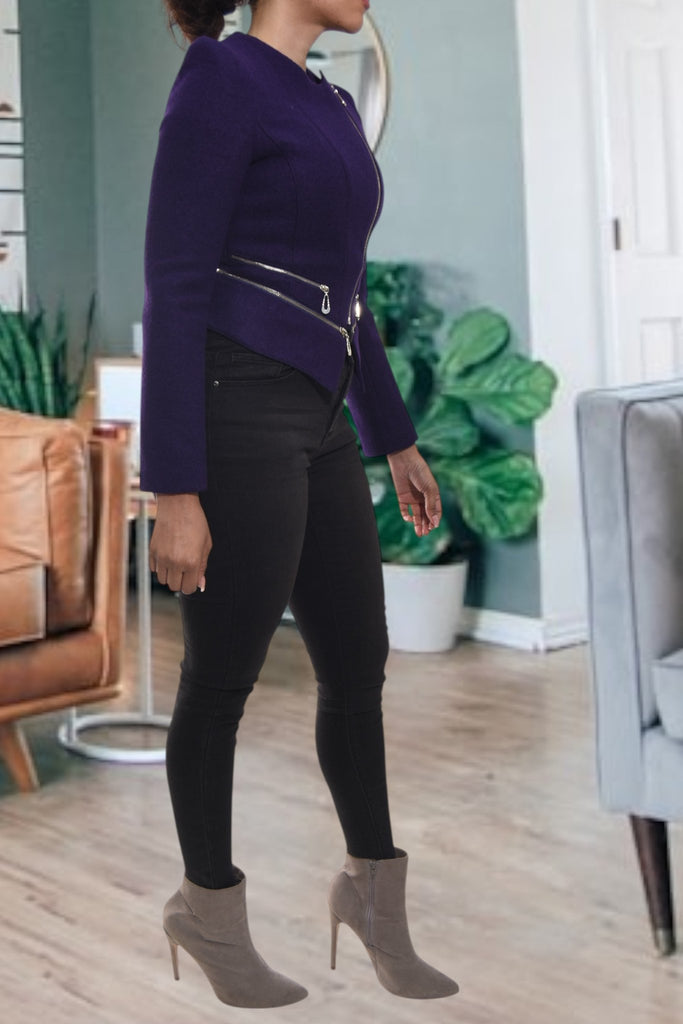 Ladies Purple Zip Crop Jacket - StylePhase SA