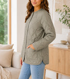 Ladies Quilt Button Front Jacket-Sage - StylePhase SA