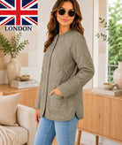 Ladies Quilt Button Front Jacket-Sage - StylePhase SA