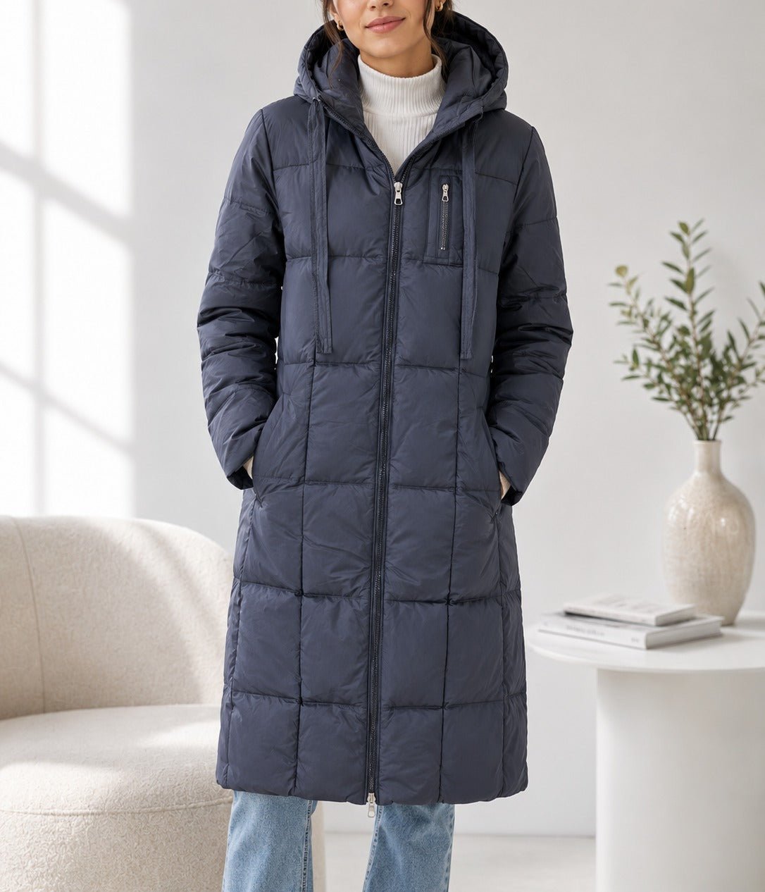 Ladies Quilted Black Lined Puffer Jacket - StylePhase SA