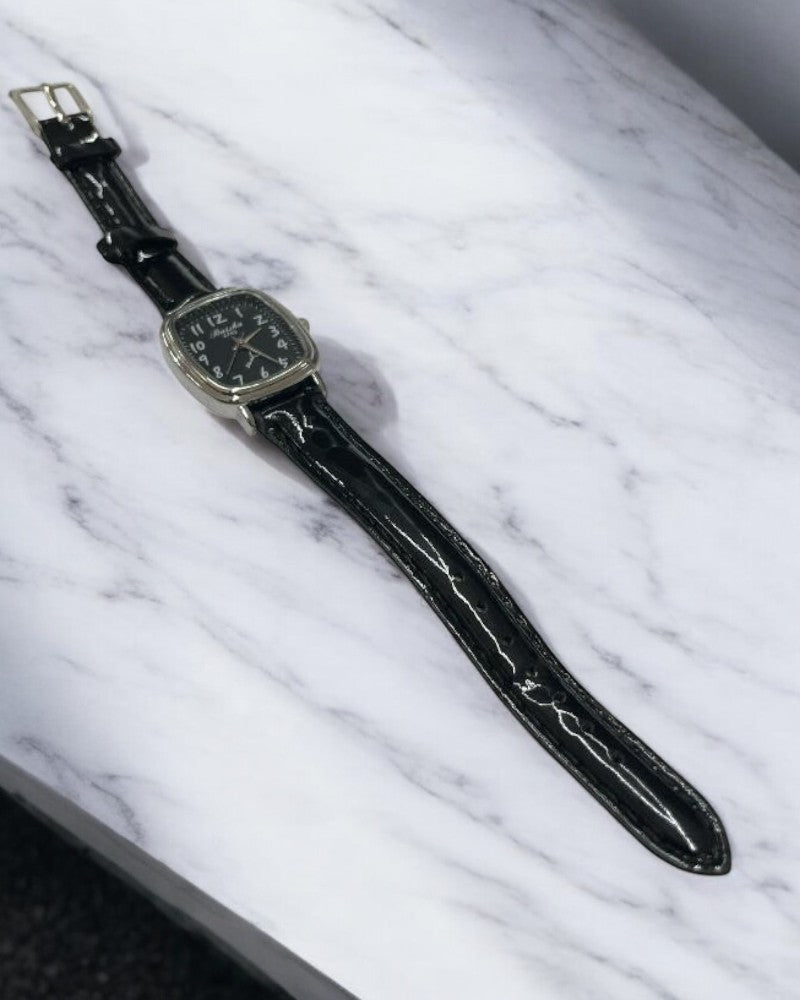 Ladies Rectangular Black Strap Watch - StylePhase SA