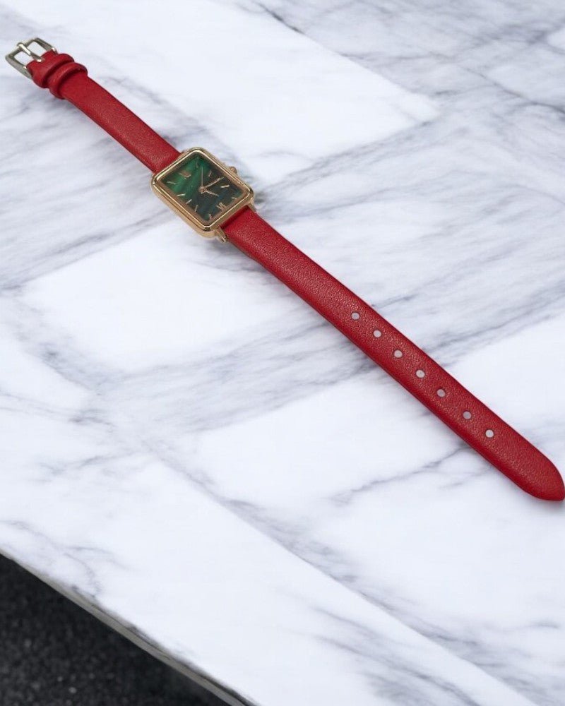 Ladies Rectangular Red Strap Watch - StylePhase SA