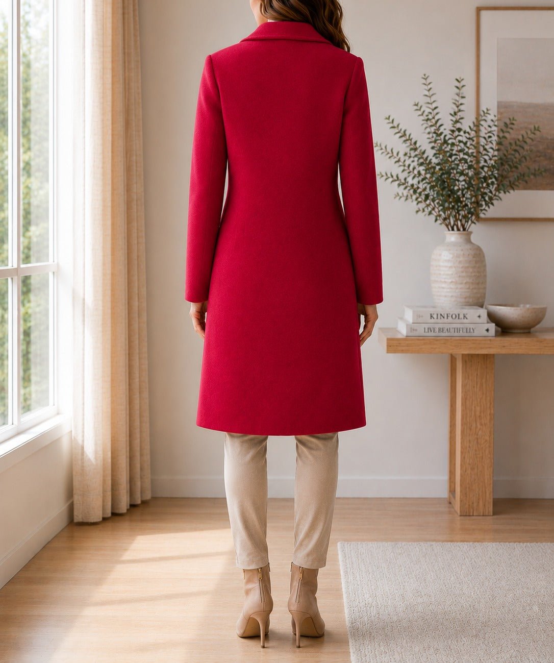 Ladies Red 3 Button Melton Coat - StylePhase SA
