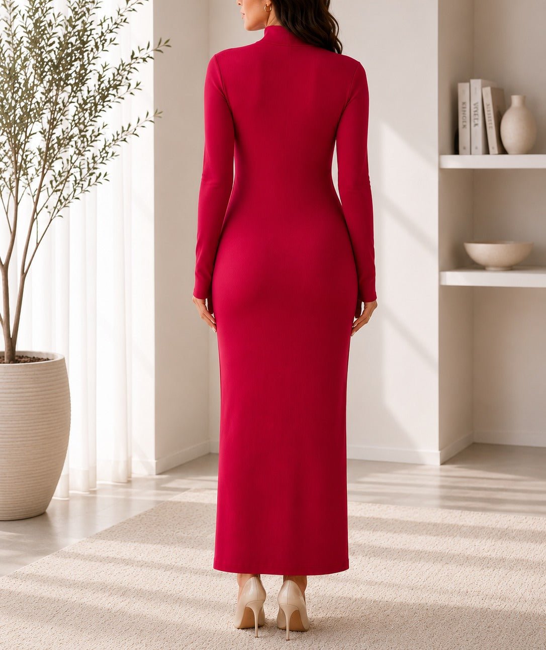Ladies Red 3D Flower Detail Maxi Dress - StylePhase SA