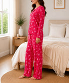 Ladies Red And Pink Button Pyjama - StylePhase SA