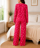 Ladies Red And Pink Button Pyjama - StylePhase SA