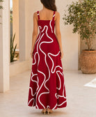 Ladies Red And White A-Line Cami Maxi Dress - StylePhase SA