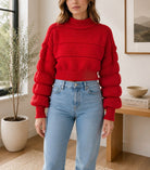 Ladies Red Balloon Sleeve Turtleneck Jersey - StylePhase SA