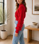 Ladies Red Balloon Sleeve Turtleneck Jersey - StylePhase SA