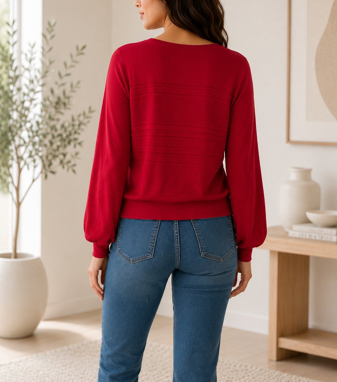 Ladies Red Batwing Knit Top - StylePhase SA
