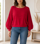 Ladies Red Batwing Knit Top - StylePhase SA