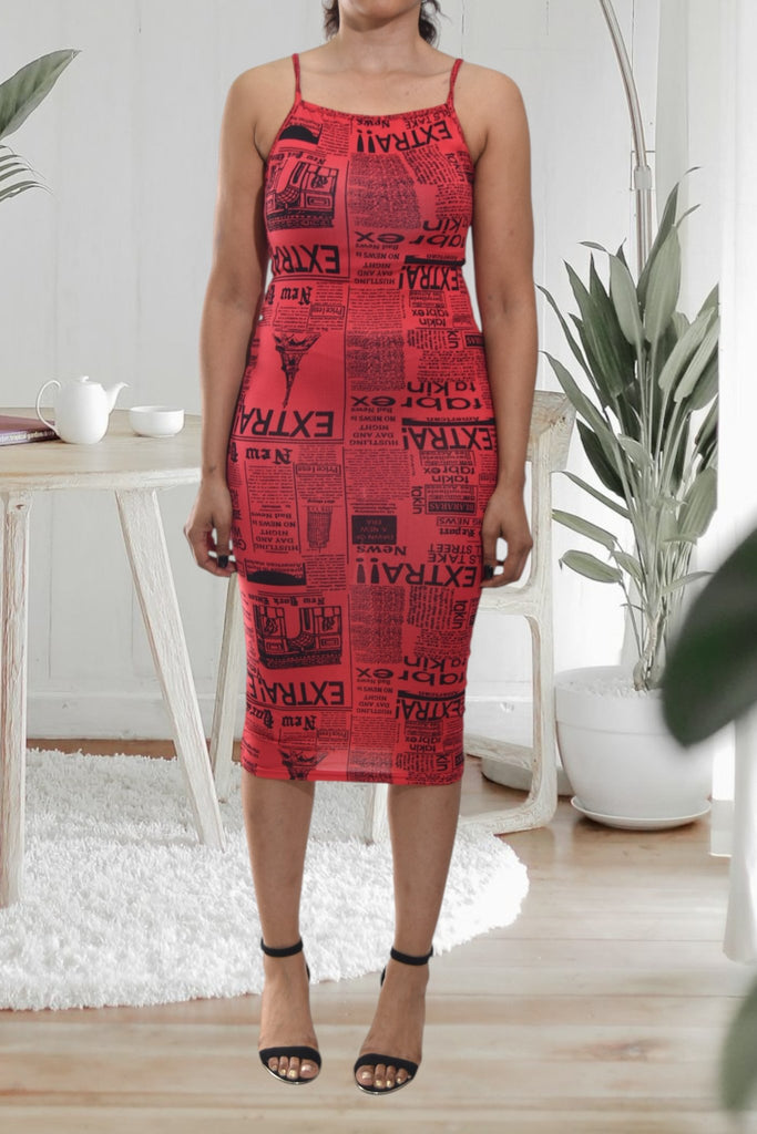 Ladies Red Bodycon Strappy Dress - StylePhase SA