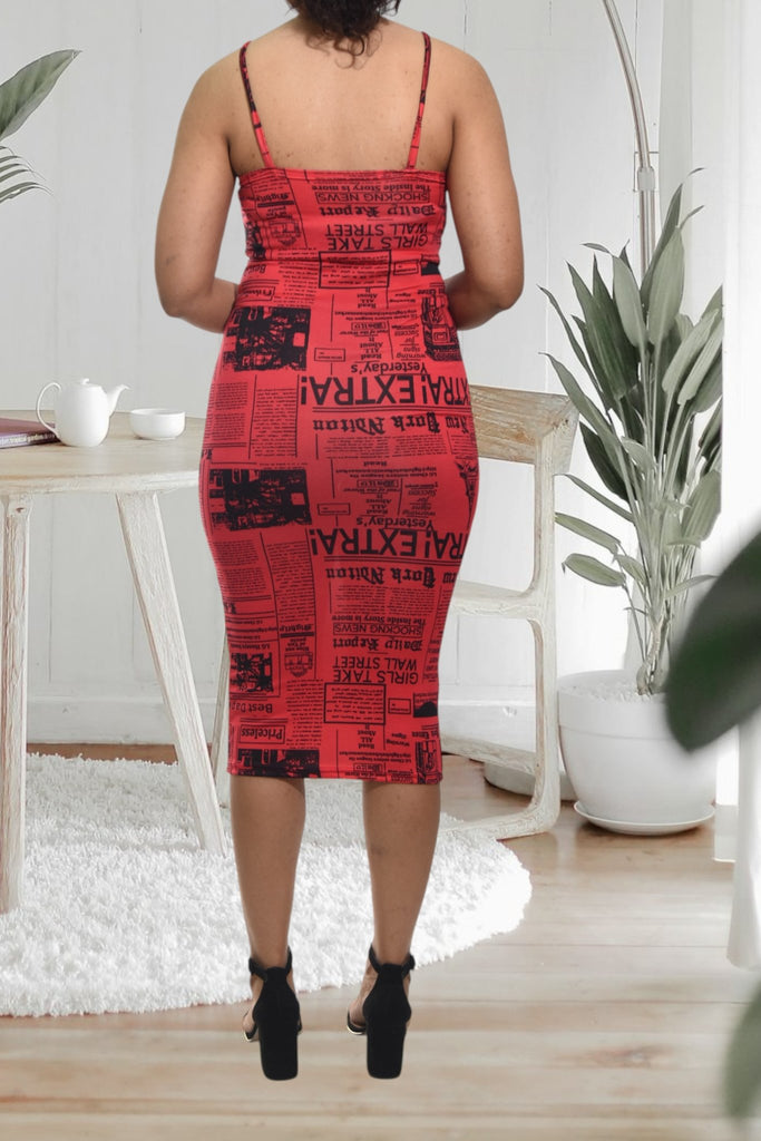 Ladies Red Bodycon Strappy Dress - StylePhase SA